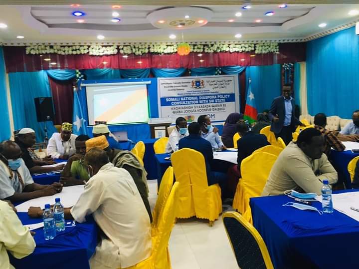 , اجتماع تشاوري بين وزارات بالحكومة الفيدرالية وعدد من المغتربين في بيدوا جنوب غرب الصومال